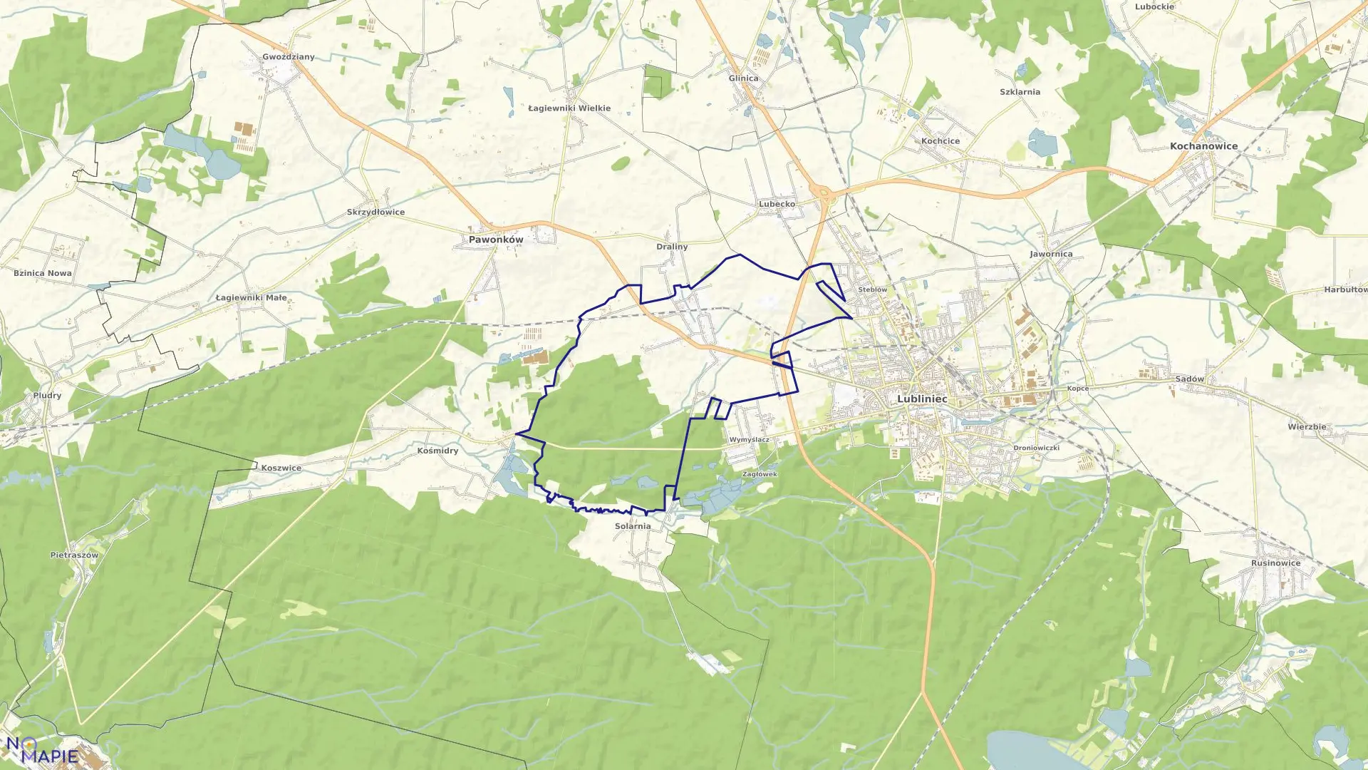 Mapa obrębu Lisowice w gminie Pawonków