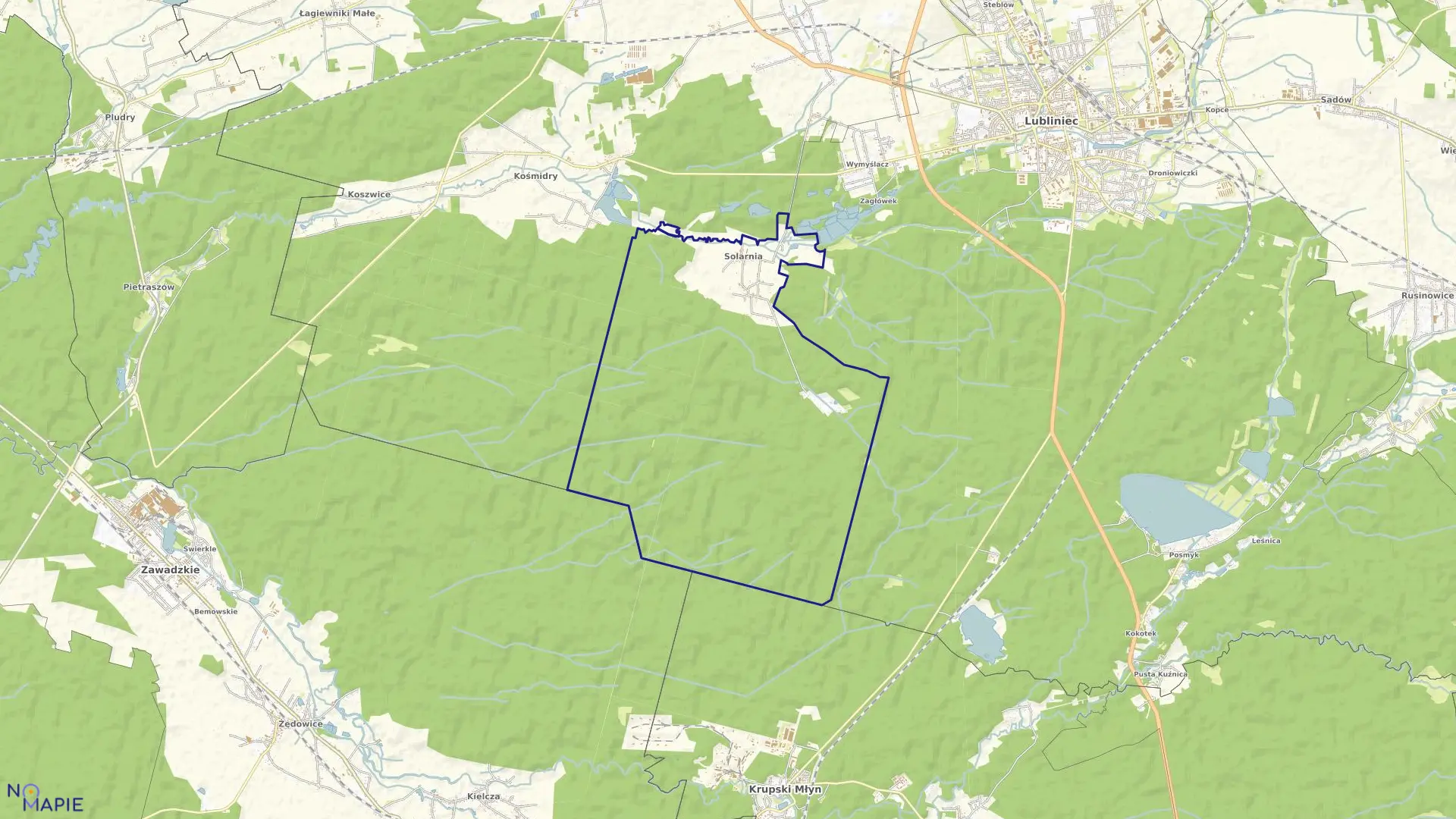 Mapa obrębu Solarnia w gminie Pawonków